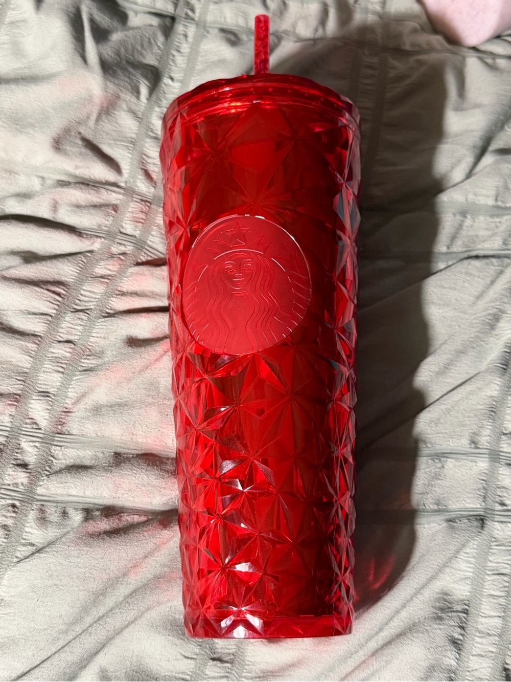 Starbucks Red Faceted Reusable Tumbler with Straw